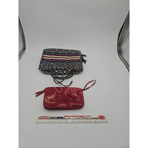 Lot Of 2 Vera Bradley Black And Red Wallet And Cosmetic Bag